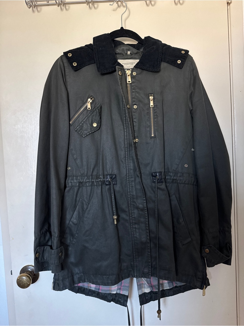Zara TRF Waxed Cotton flannel lined Jacket in Green size M GUC